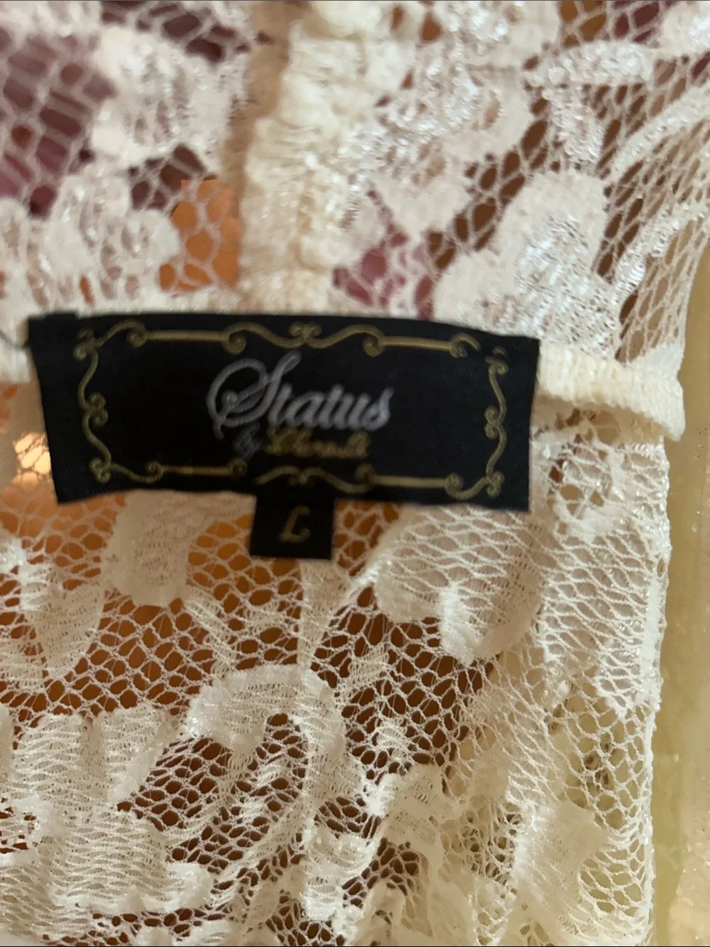Ivory Lace Tie-Front Cardigan. L. Great shape!